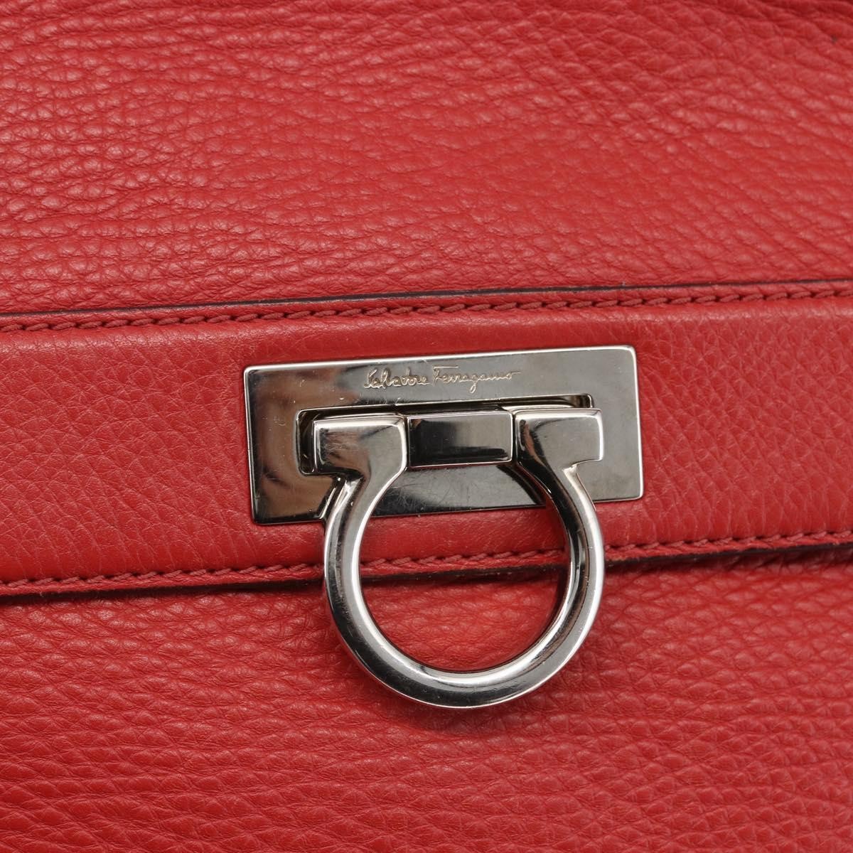 Salvatore Ferragamo Sofia Satchel Grainy Leather Red Leather Handbag (Pre-Owned)