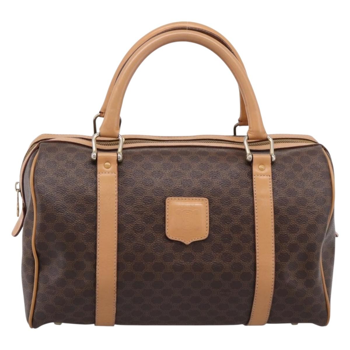 Celine Boston Macadam Canvas Brown Canvas Travel Bag Bag (Pre-Owned)