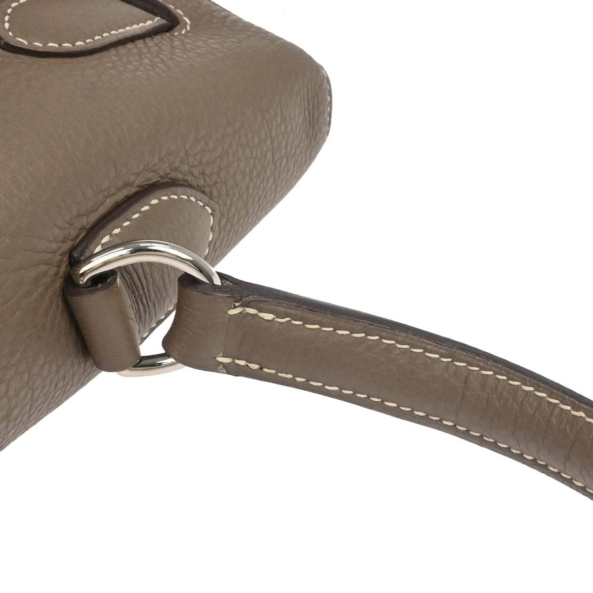 Hermes Shoulder Kelly Clemence Gray Leather Handbag (Pre-Owned)