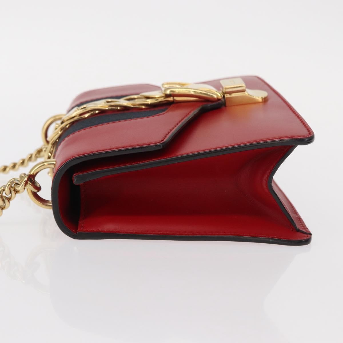 Gucci Sylvie Chain Leather Red Leather Shoulder Bag Bag (Pre-Owned)