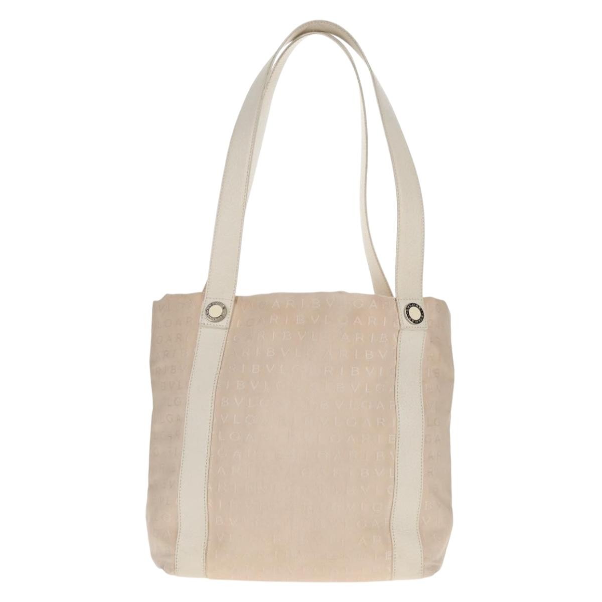 Bvlgari Logomania Canvas Beige Canvas Tote Bag Bag (Pre-Owned)