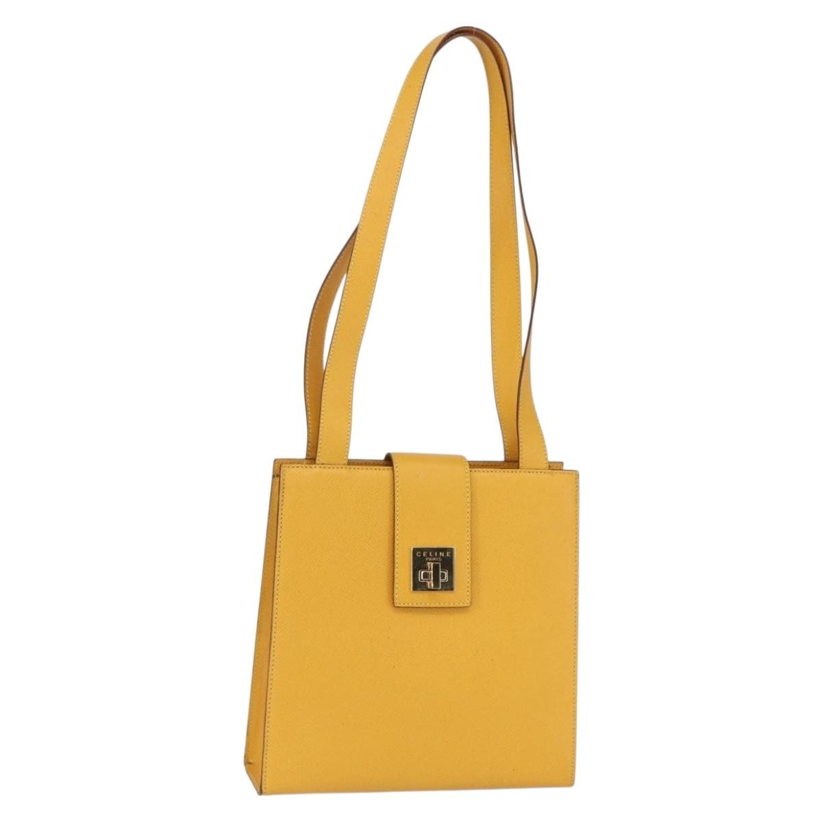 Celine Vintage Leather Yellow Leather Shoulder Bag Bag (Pre-Owned)