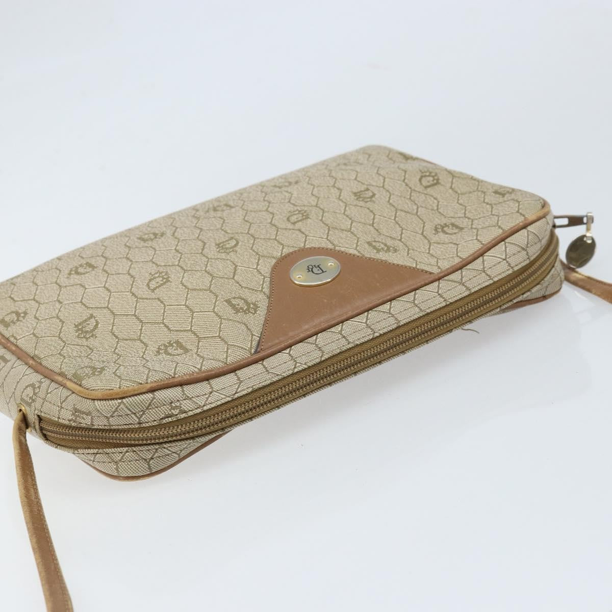 Christian Dior Vintage Honeycomb Canvas And Leather Beige Canvas Shoulder Bag Bag (Pre-Owned)