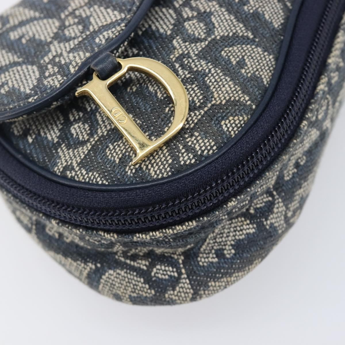 Christian Dior Saddle Zip Diorissimo Canvas Navy Canvas Clutche & Pouche Bag (Pre-Owned)