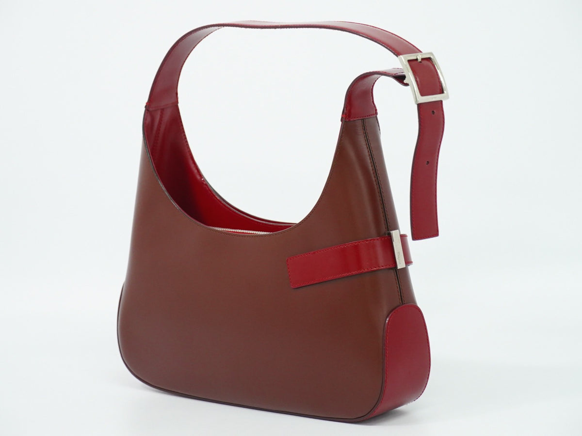 Salvatore Ferragamo Gancini Hobo Leather Brown Leather Shoulder Bag Bag (Pre-Owned)
