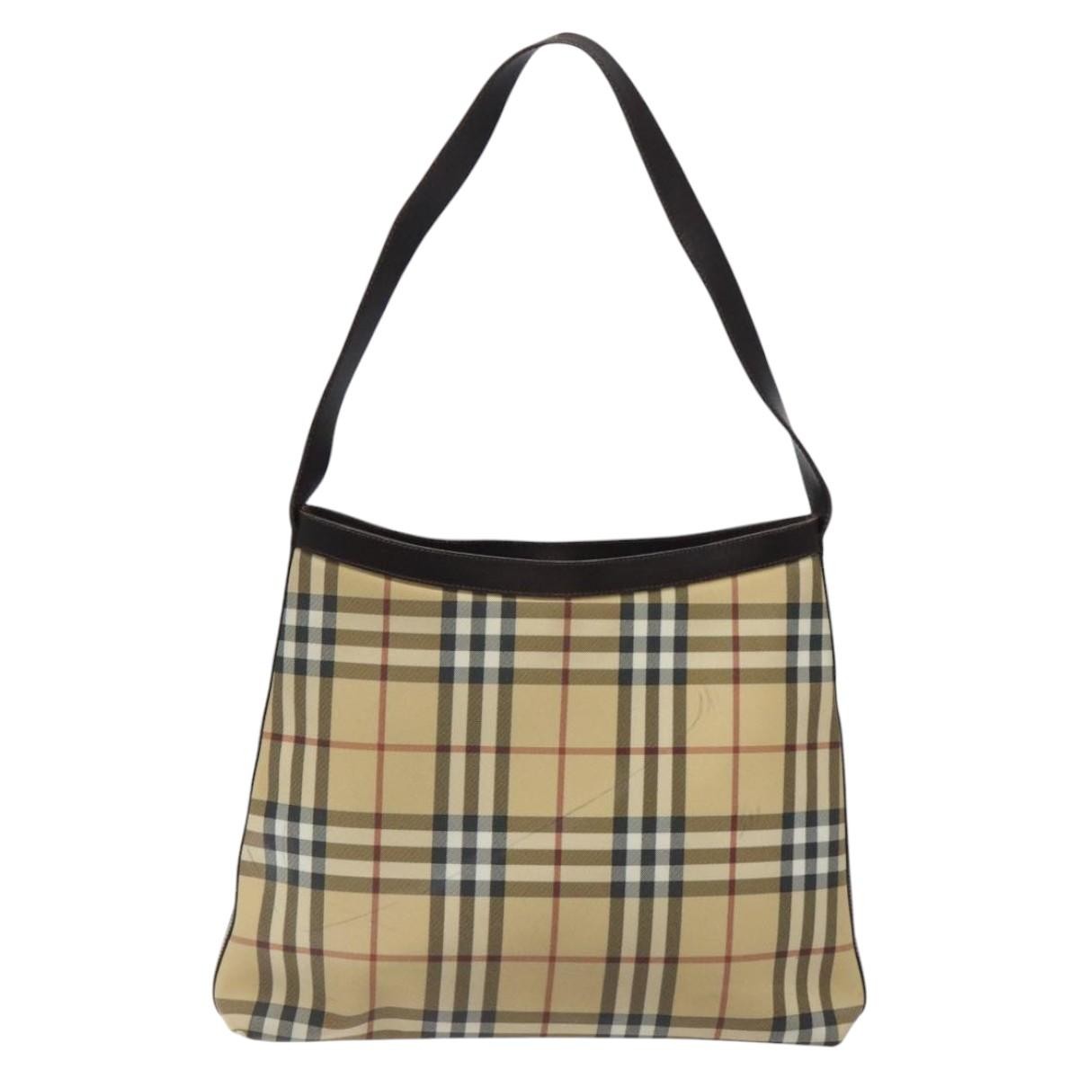 Burberry Nova Check Canvas And Leather Beige Canvas Shoulder Bag Bag (Pre-Owned)