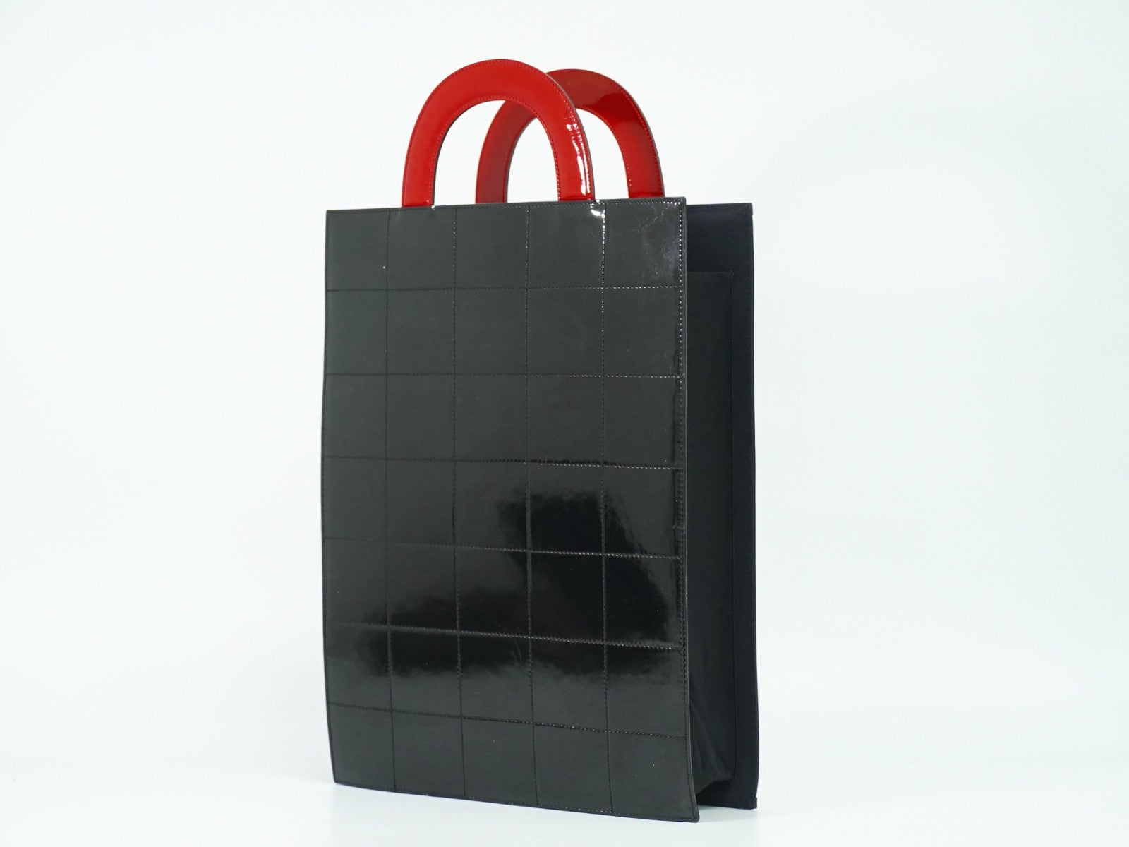 Chanel Vintage Portrait Tote Printed Leather And Quilted Patent Black Patent_Leather Tote Bag Bag (Pre-Owned)