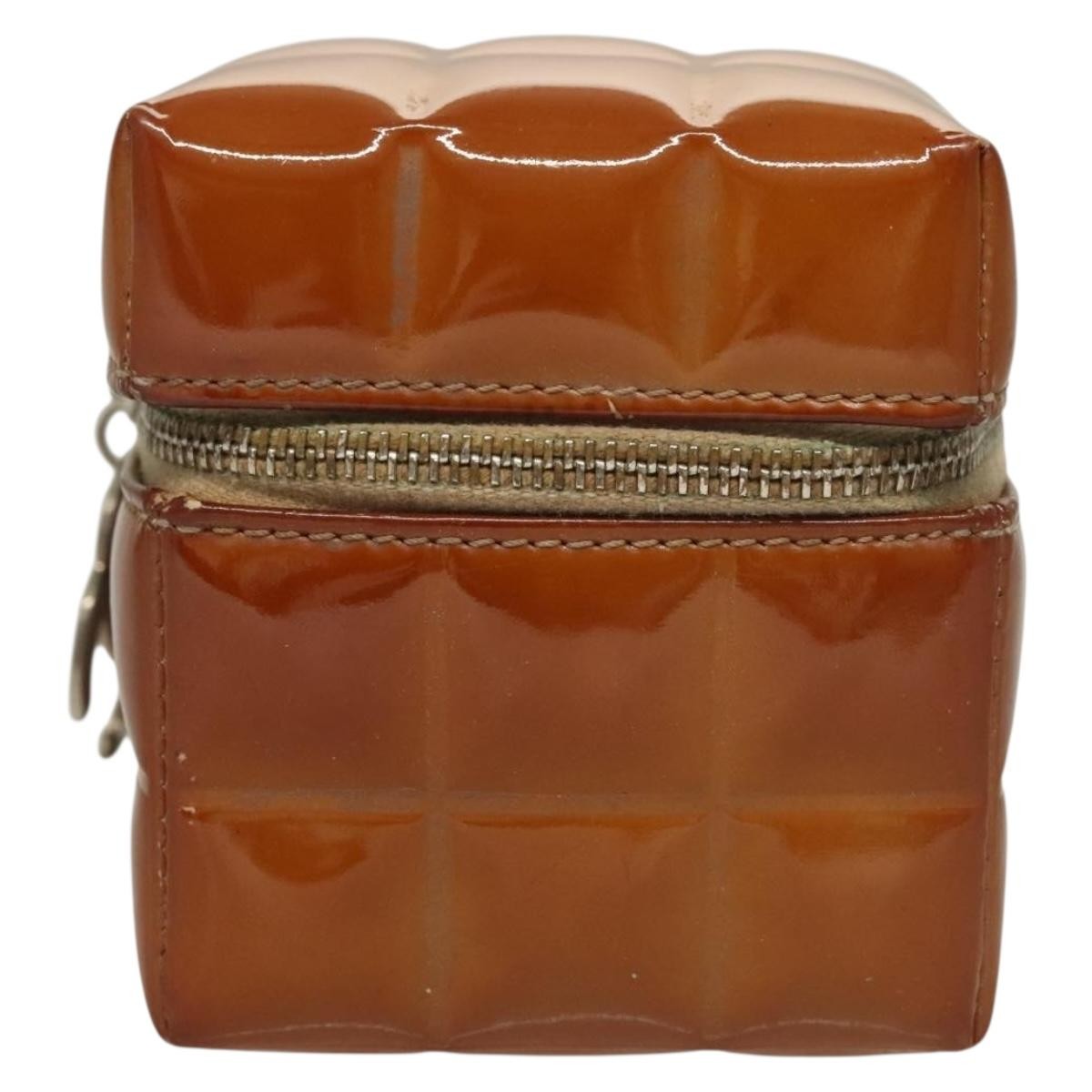 Chanel Rubiks Cube Wristlet Quilted Patent Brown Patent_Leather Bag (Pre-Owned)