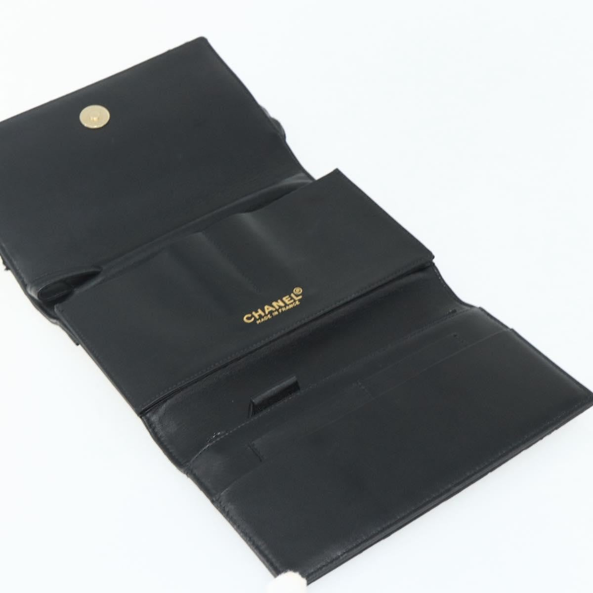 Chanel Flap Clutch Leather Black Leather Clutche & Pouche Bag (Pre-Owned)
