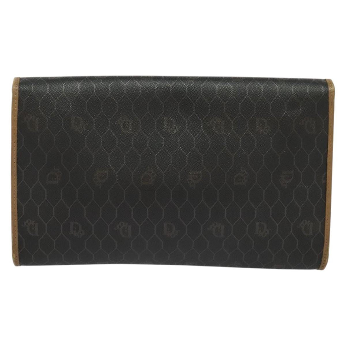 Christian Dior Vintage Honeycomb Zip Coated Canvas Black Canvas Shoulder Bag Bag (Pre-Owned)