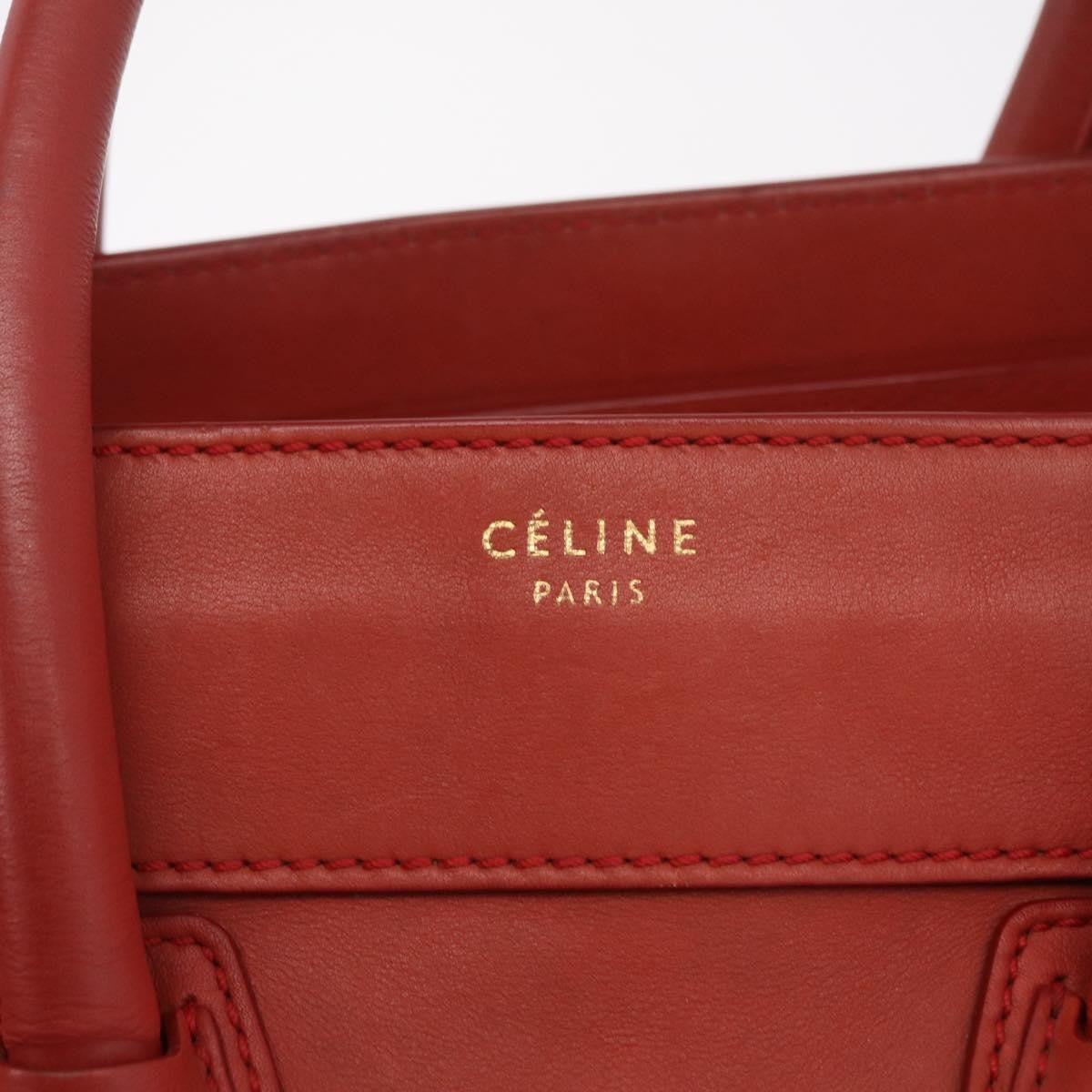 Celine Luggage Suede Red Leather Handbag (Pre-Owned)