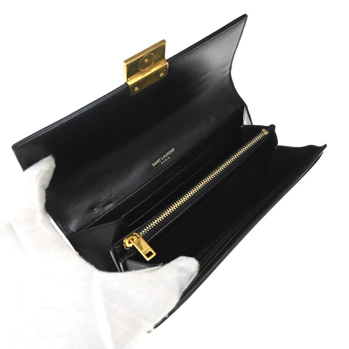 Saint Laurent Bellechasse Flap Leather Black Leather Wallets Accessory (Pre-Owned)