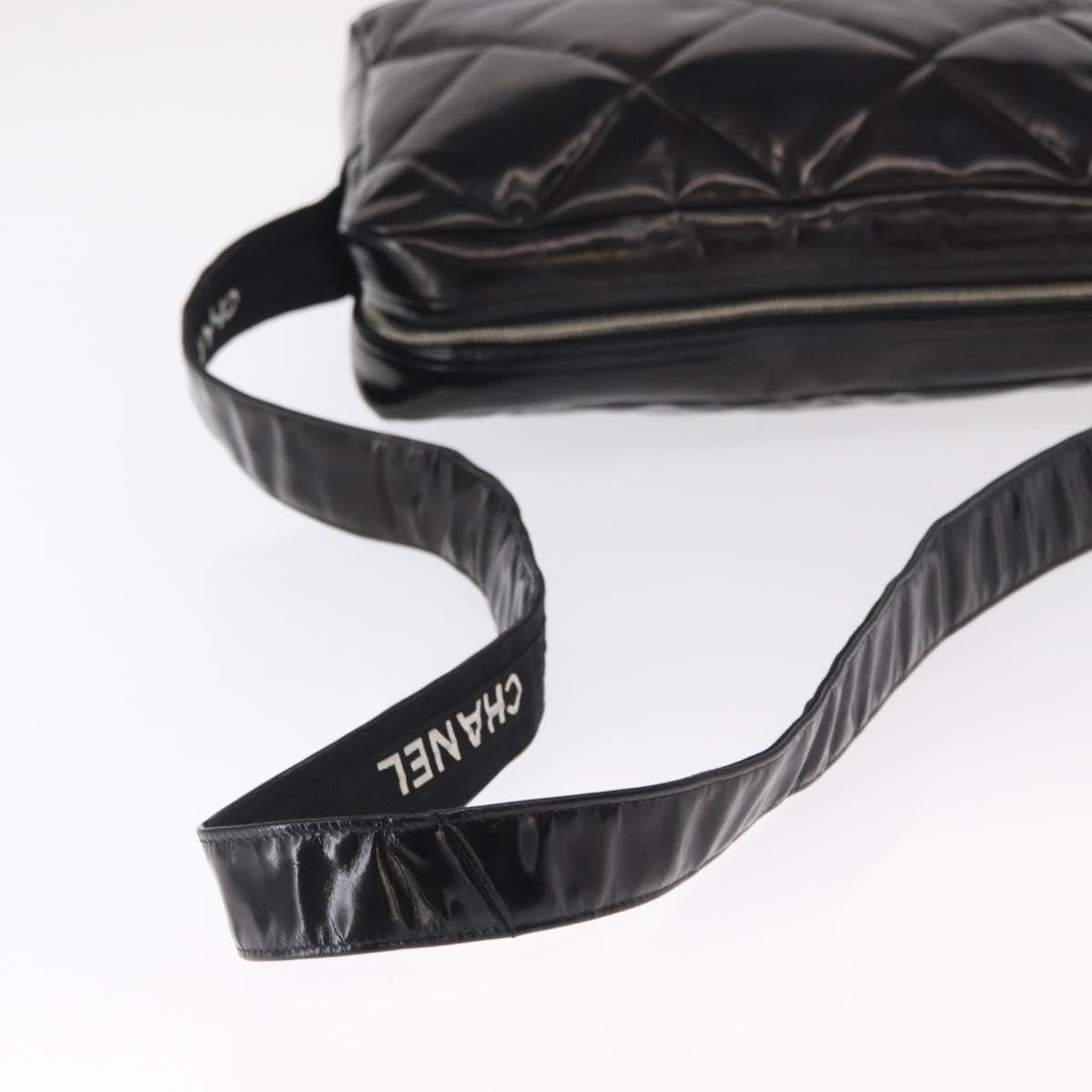 Chanel Vintage Enamel Black Patent_Leather Shoulder Bag Bag (Pre-Owned)