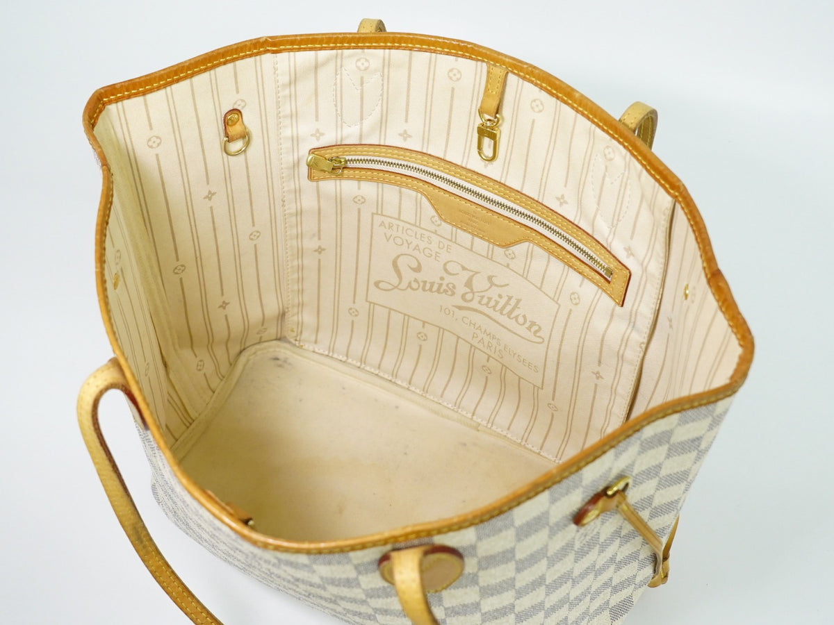Louis Vuitton Neverfull Damier White Canvas Tote Bag Bag (Pre-Owned)