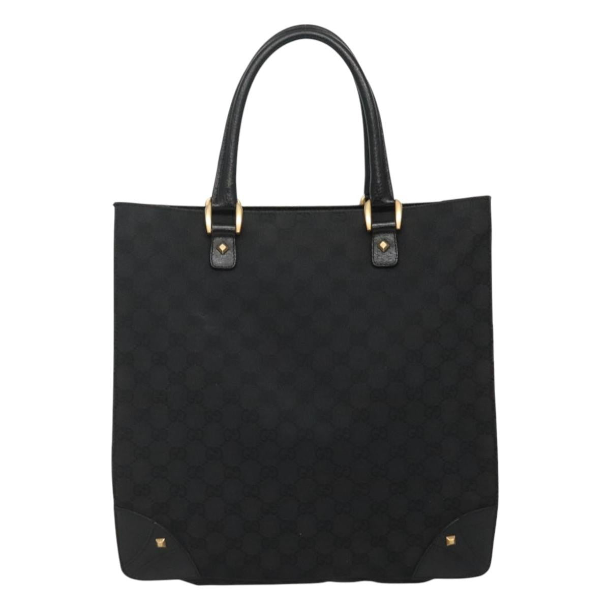 Gucci Nailhead Tote Gg Canvas And Leather Black Canvas Tote Bag Bag (Pre-Owned)