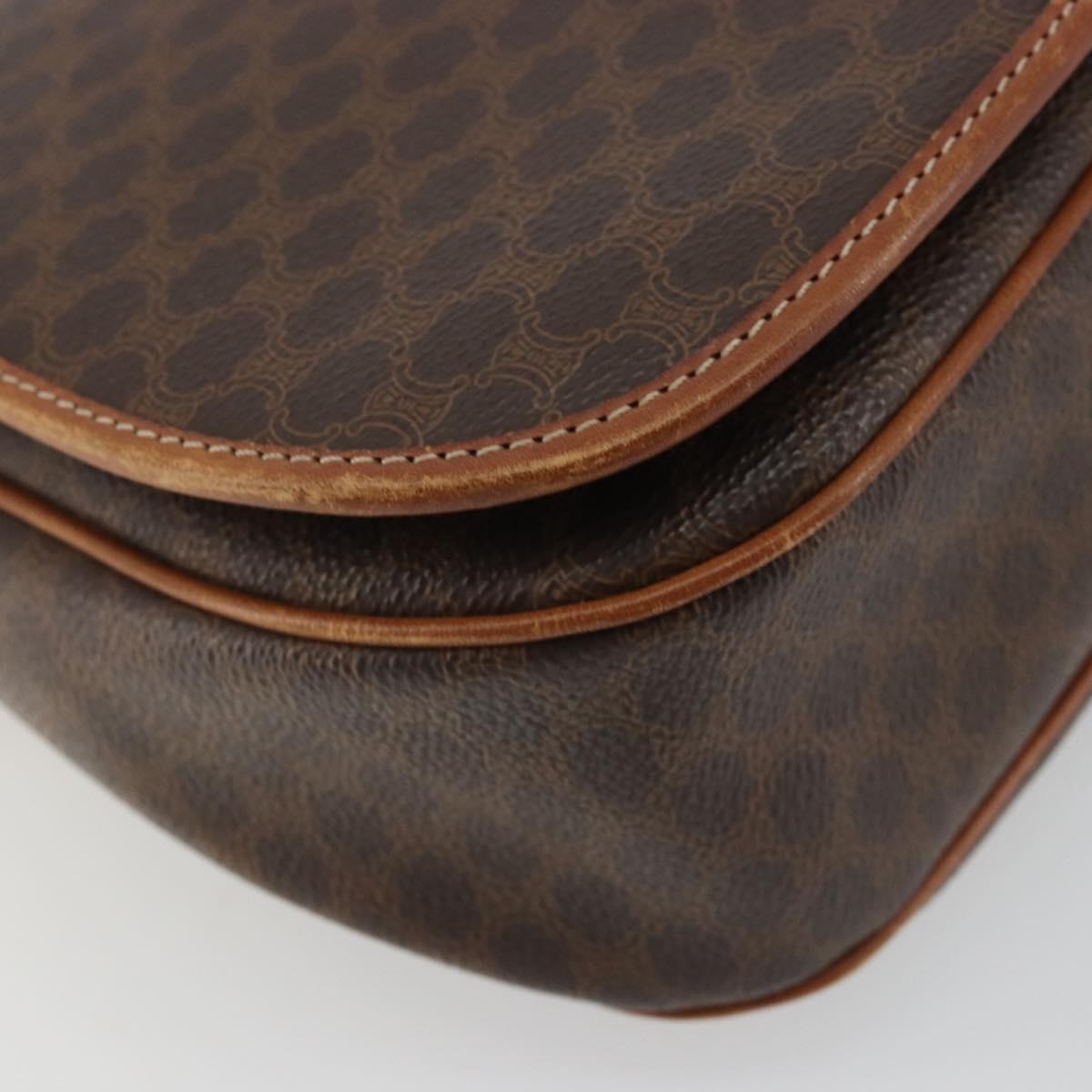 Celine Vintage Macadam Canvas And Leather Brown Canvas Shoulder Bag Bag (Pre-Owned)