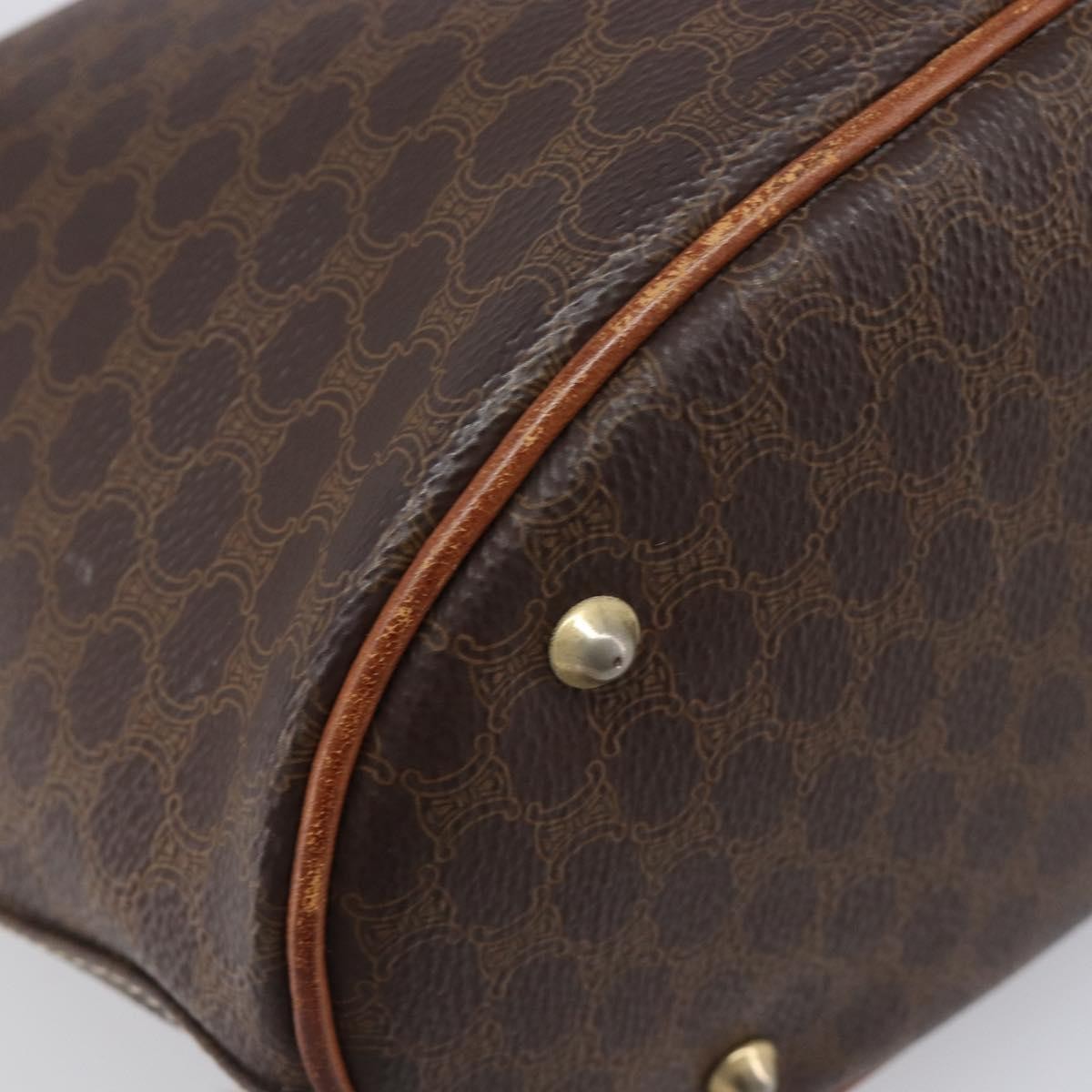 Celine Vintage Macadam Shopper Coated Canvas Brown Canvas Tote Bag Bag (Pre-Owned)