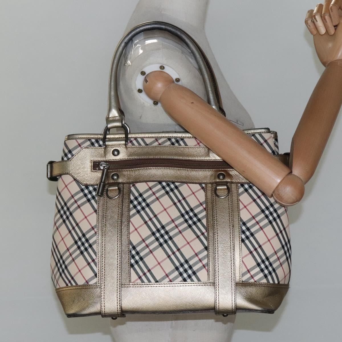 Burberry Nova Check Tote Canvas And Leather Beige Canvas Tote Bag Bag (Pre-Owned)