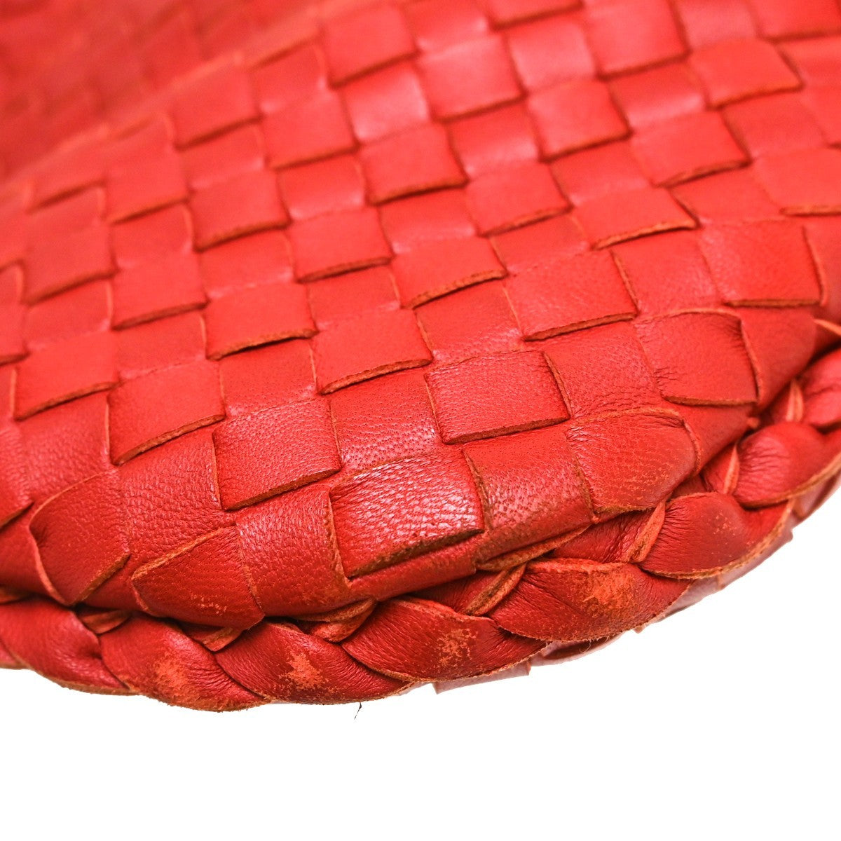 Bottega Veneta Veneta Hobo Intrecciato Nappa Red Leather Handbag (Pre-Owned)