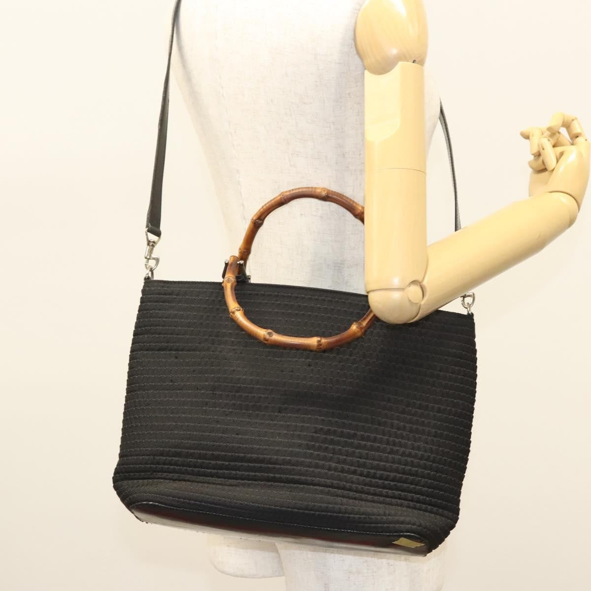 Gucci Bamboo Canvas Black Canvas Tote Bag Bag (Pre-Owned)