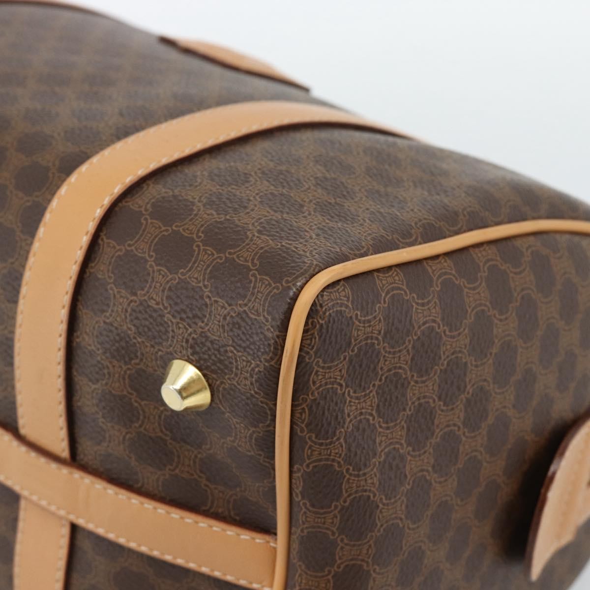 Celine Vintage Boston Macadam Coated Canvas Brown Pvc Handbag (Pre-Owned)