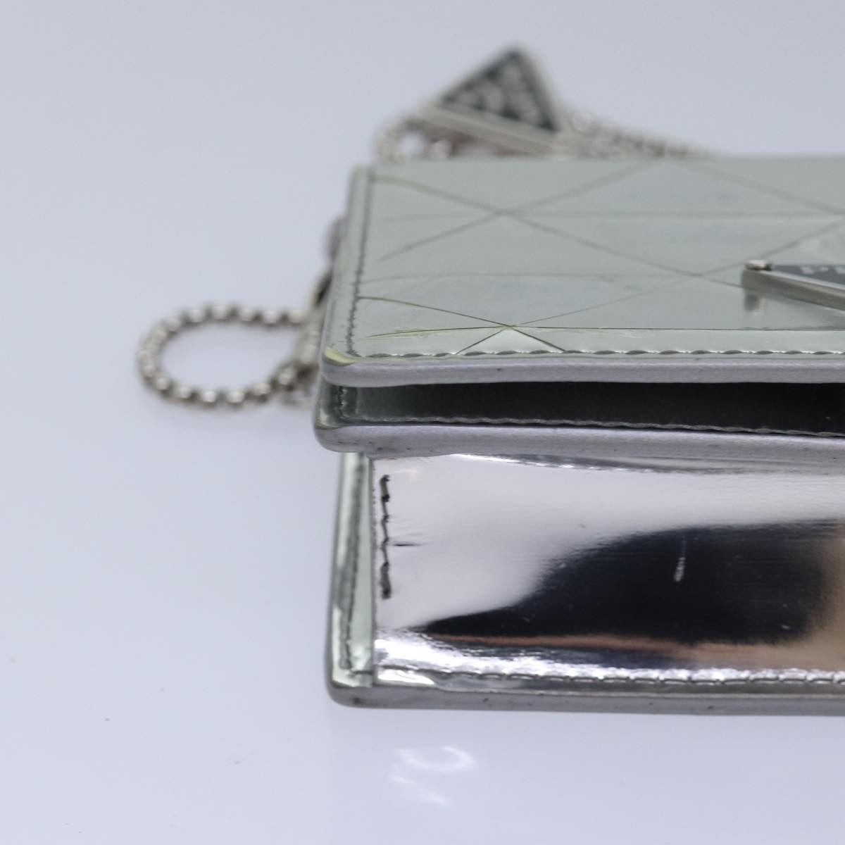 Prada Chain Embellished Leather Silver Leather Wallets Accessory (Pre-Owned)