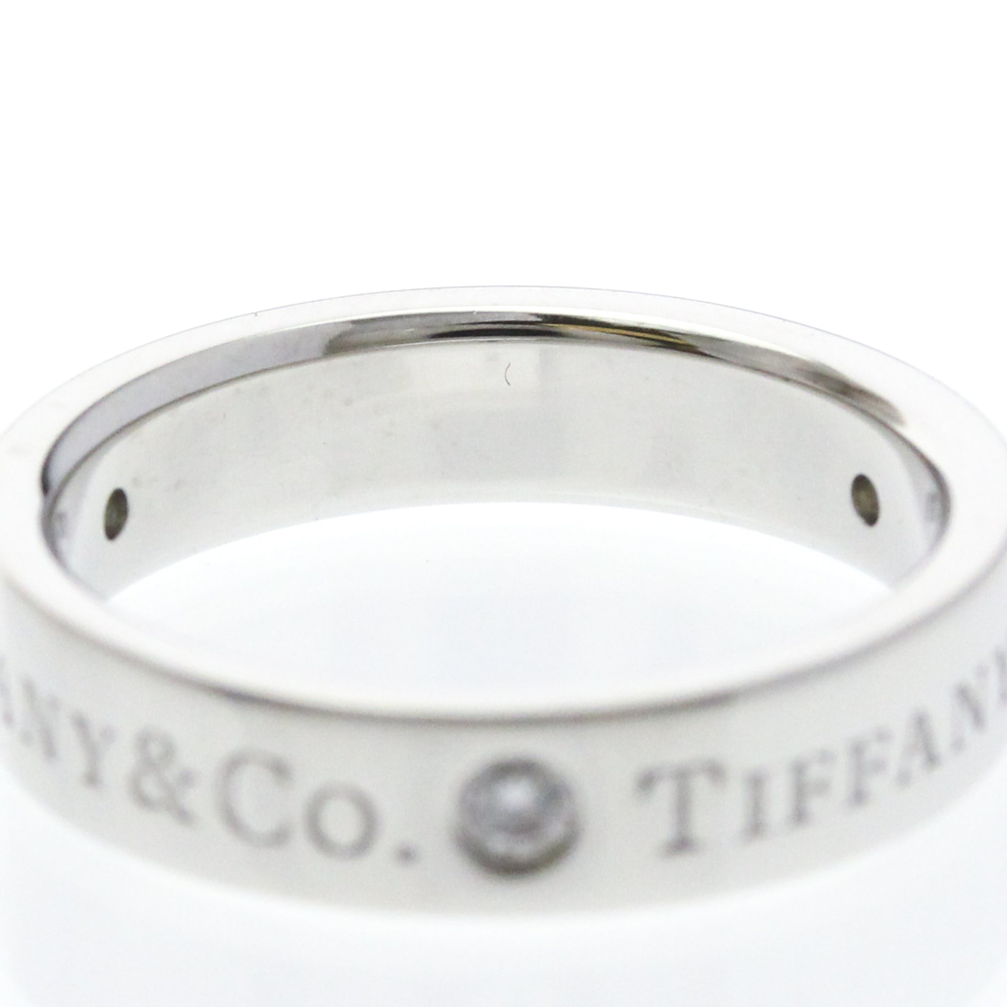 Tiffany & Co. Classic Wedding Band 3 Diamonds Platinum And Diamonds Silver Platinum Ring Jewelry (Pre-Owned)