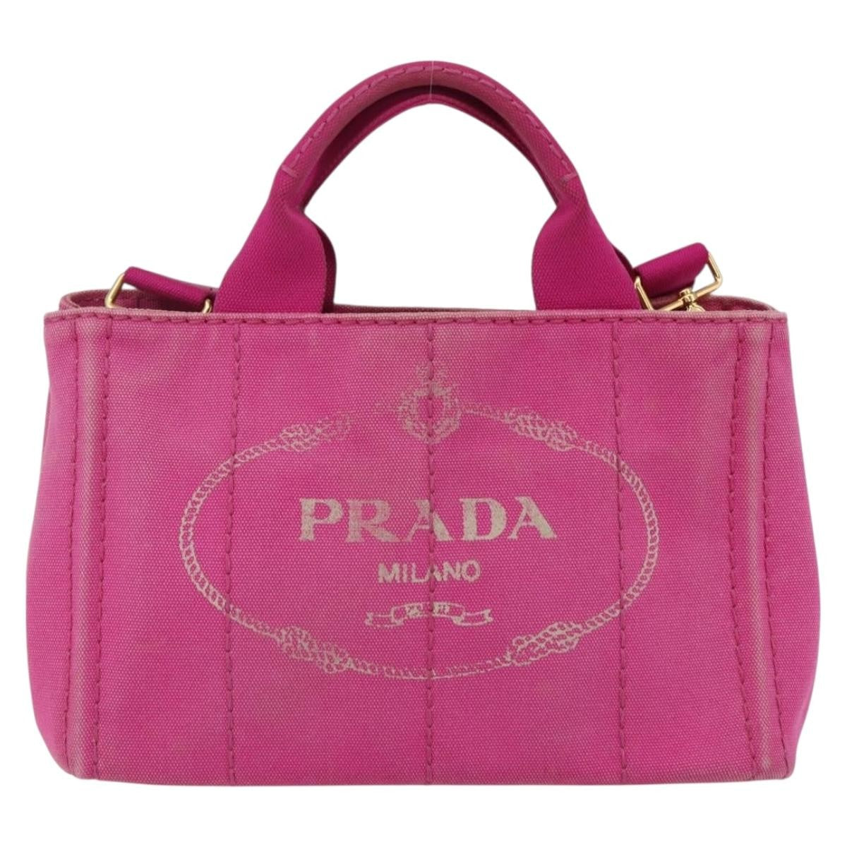 Prada Canapa Convertible Tote Canvas Pink Canvas Tote Bag Bag (Pre-Owned)