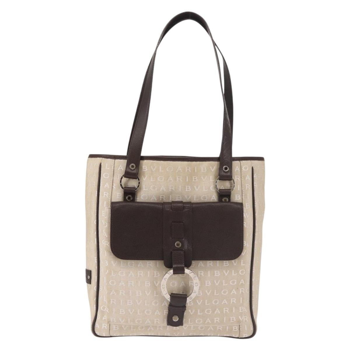Bvlgari B.Zero1 Bucket Leather Beige Canvas Tote Bag Bag (Pre-Owned)