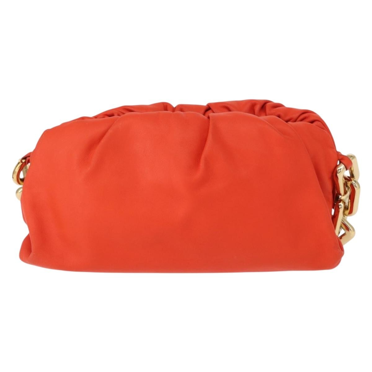 Bottega Veneta The Chain Leather Orange Leather Clutche & Pouche Bag (Pre-Owned)