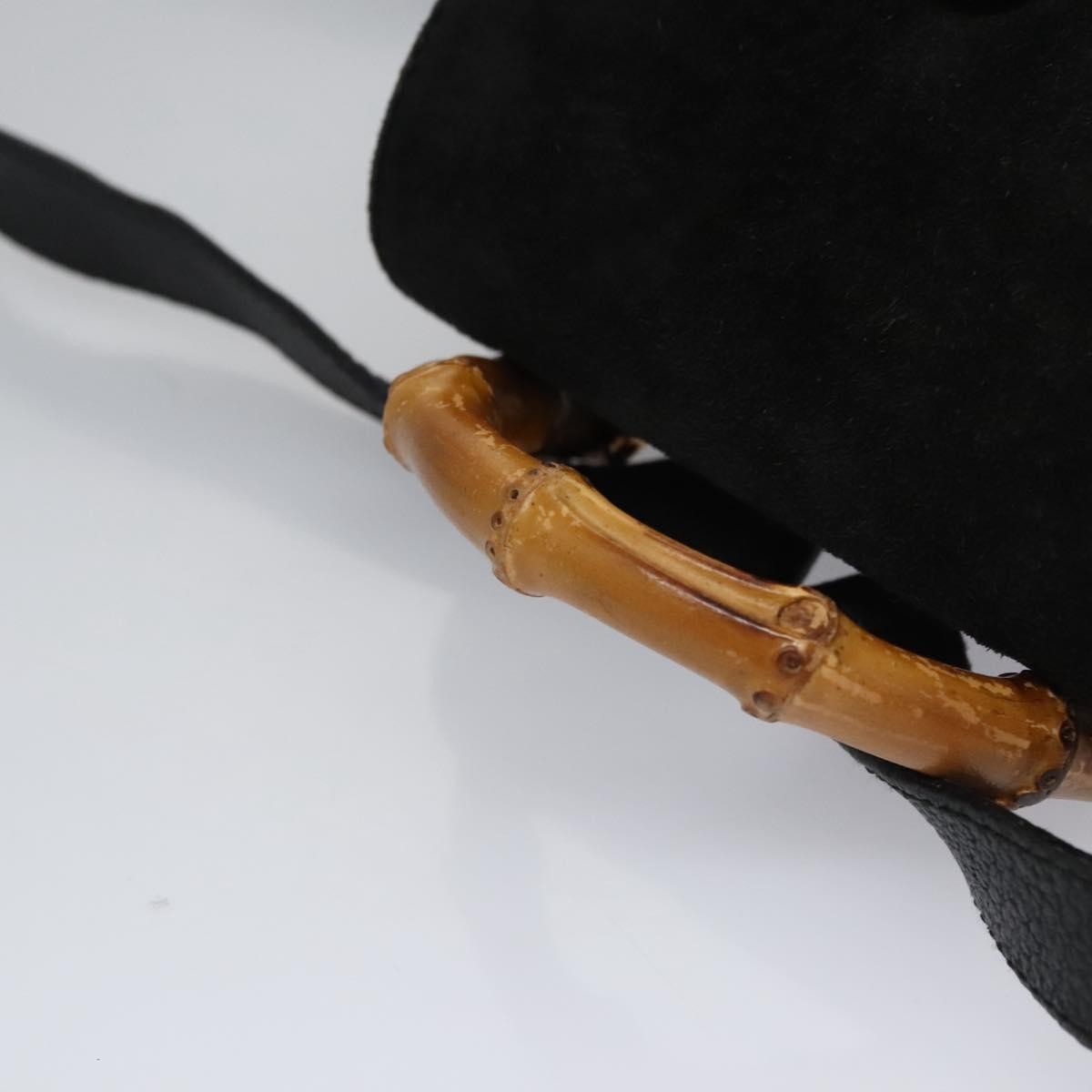 Gucci Gucci Bamboo Daim Black Suede Backpack Bag (Pre-Owned)