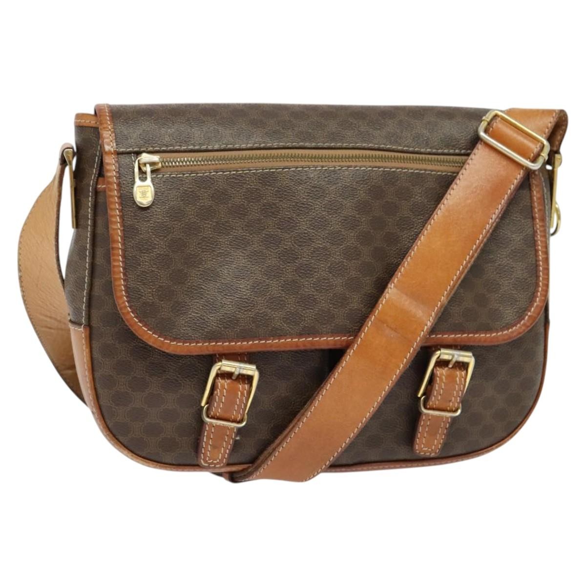 Celine Vintage Macadam Canvas And Leather Brown Canvas Shoulder Bag Bag (Pre-Owned)