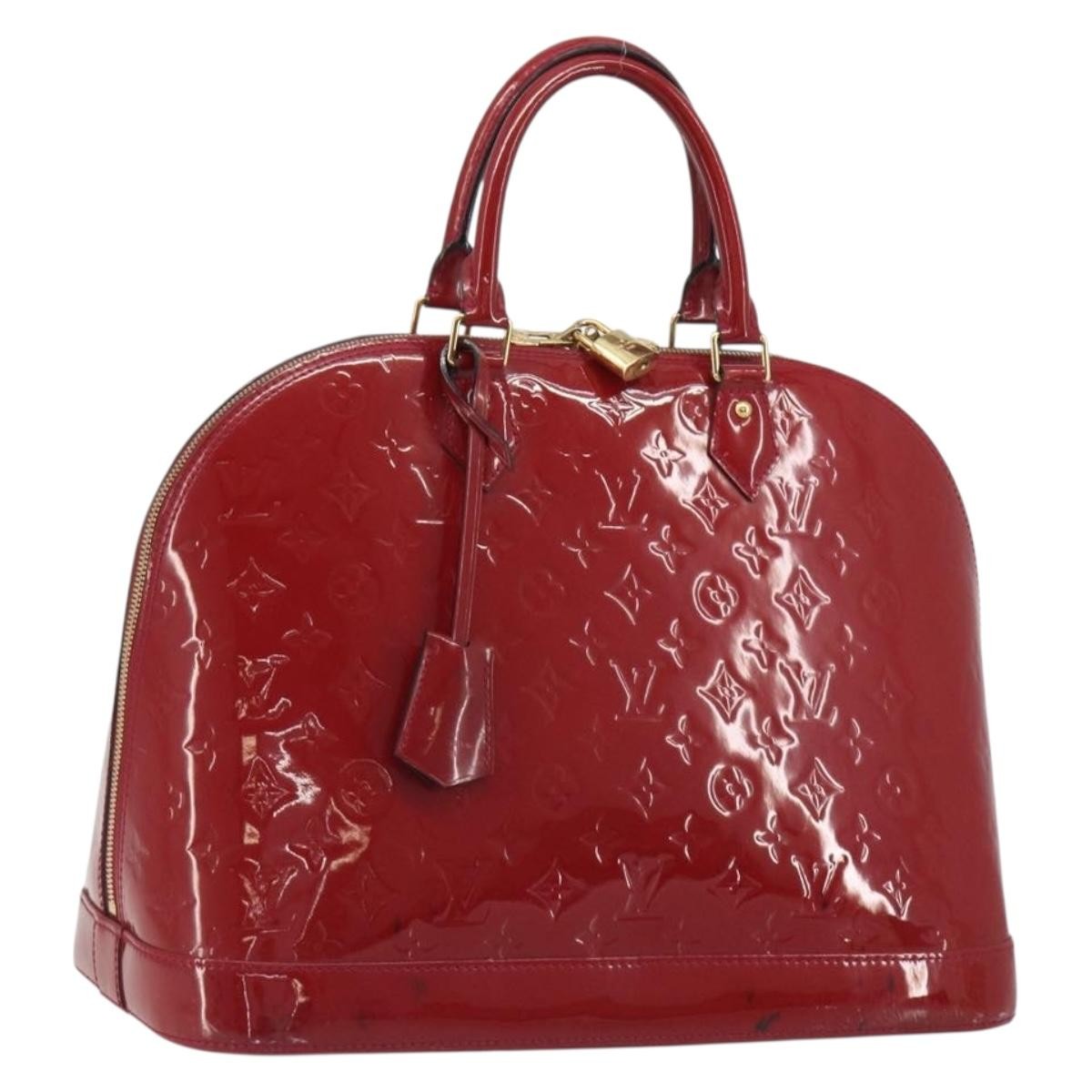 Louis Vuitton Alma Monogram Vernis Red Patent_Leather Handbag (Pre-Owned)