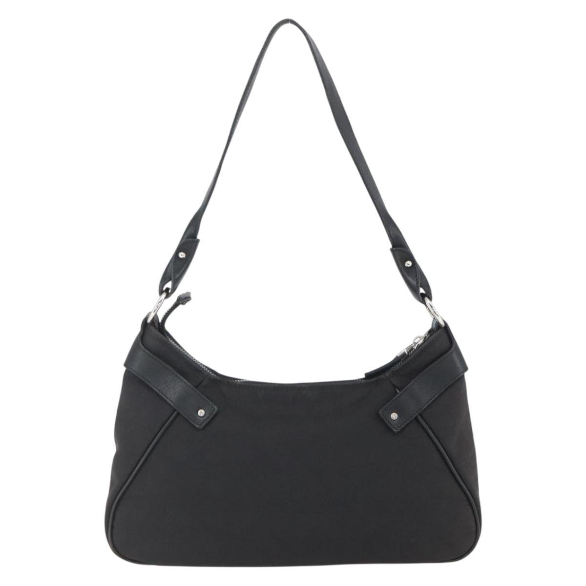 Salvatore Ferragamo Vintage Gancini Hobo Leather Black Canvas Shoulder Bag Bag (Pre-Owned)