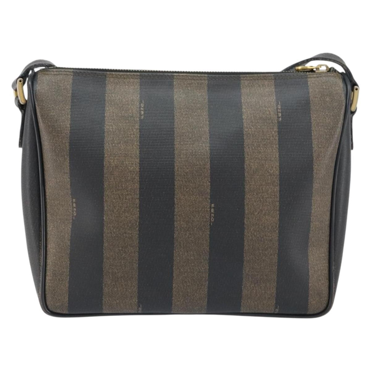 Fendi Vintage Pequin Pequin Brown Canvas Shoulder Bag Bag (Pre-Owned)