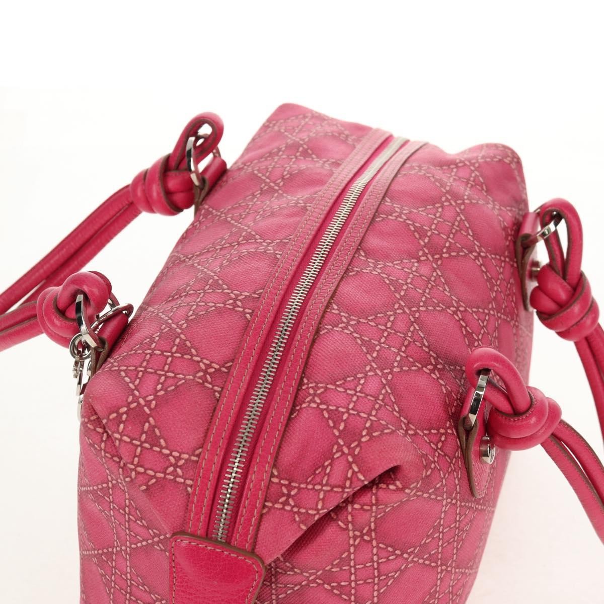 Christian Dior Cannage Canvas Pink Canvas Handbag (Pre-Owned)