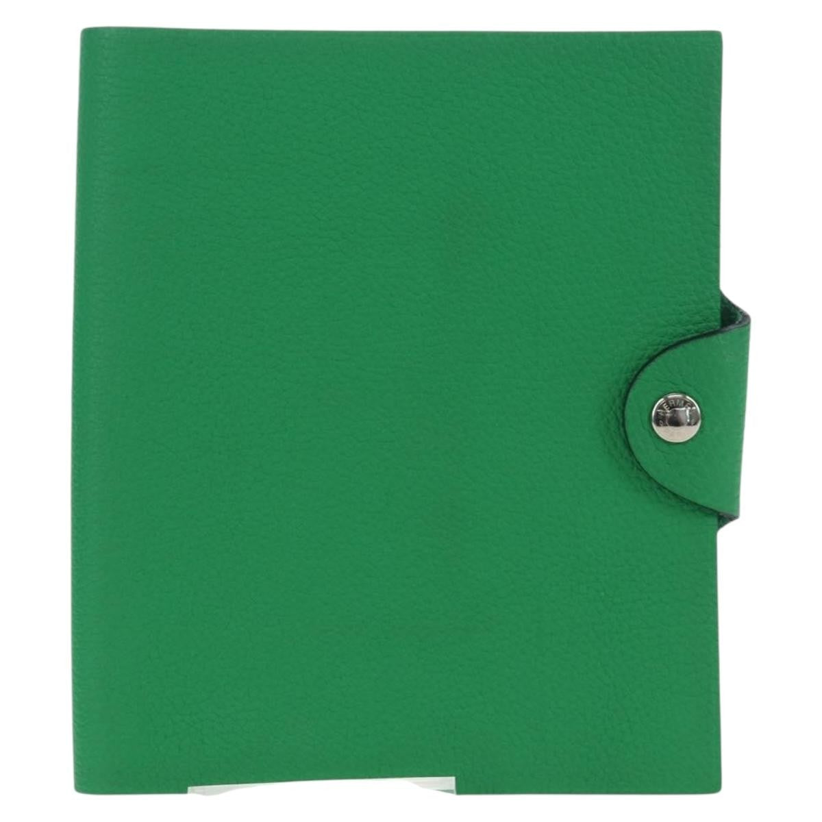 Hermes Ulysse Agenda Cover Leather Green Leather Wallets Accessory (Pre-Owned)