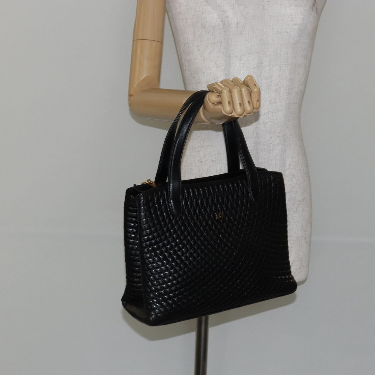Bally Vintage Quilted Leather Black Leather Handbag (Pre-Owned)