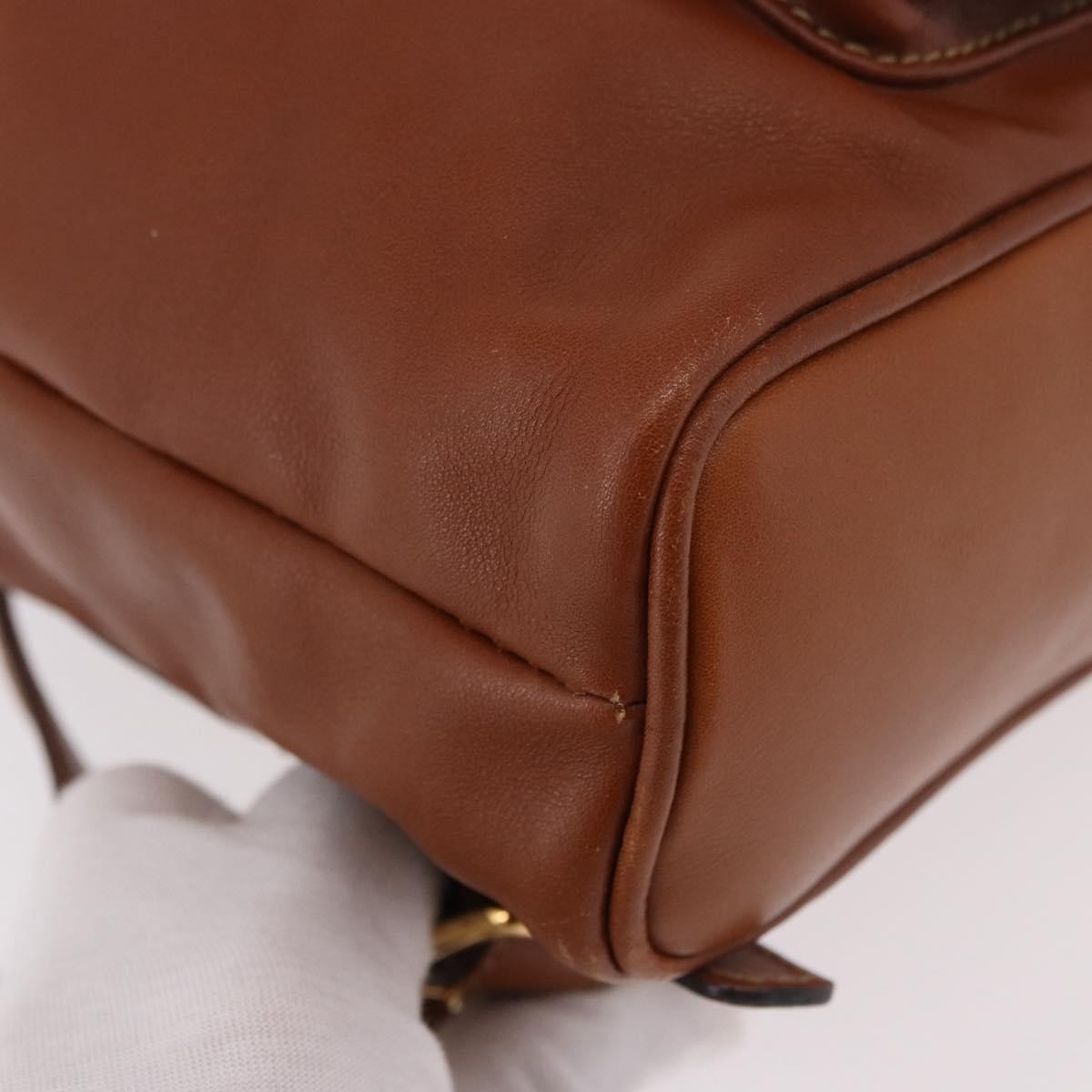 Gucci Vintage Bamboo Leather Brown Leather Backpack Bag (Pre-Owned)
