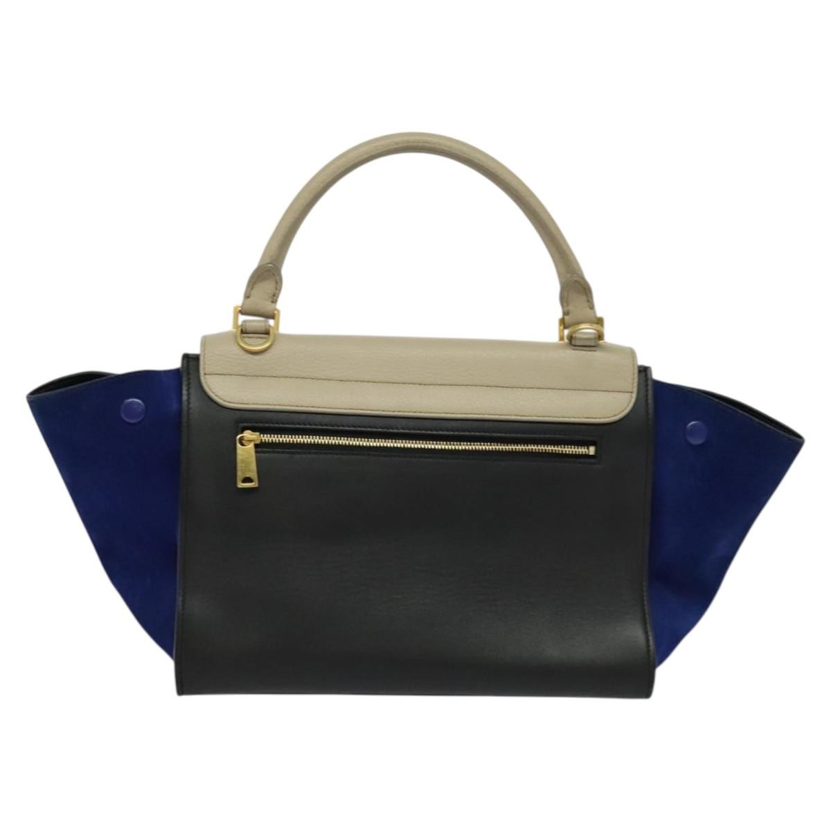 Celine Tricolor Trapeze Leather Beige Leather Handbag (Pre-Owned)