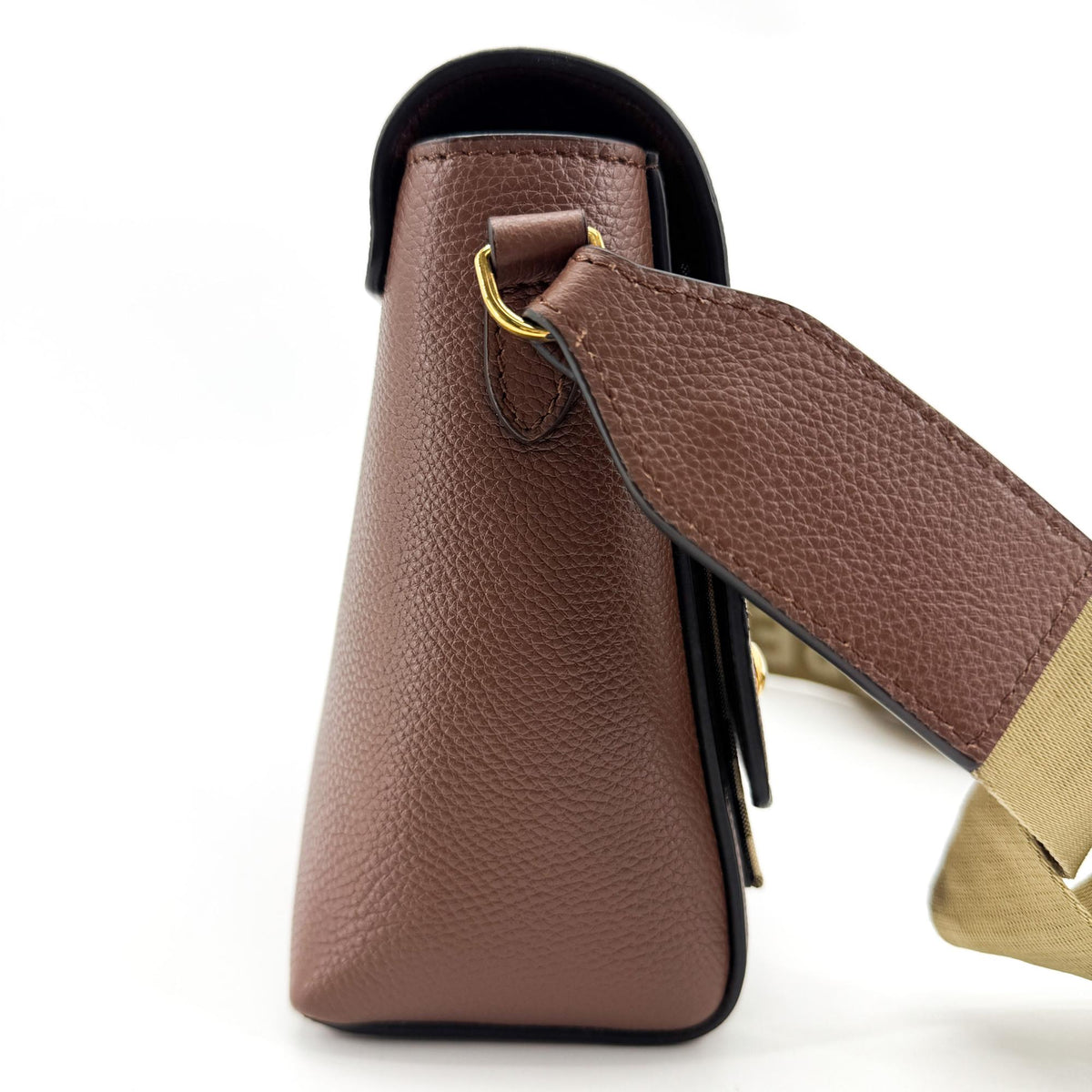 Burberry Note Leather With Vintage Check Canvas Brown Leather Crossbody Bag Bag (Pre-Owned)