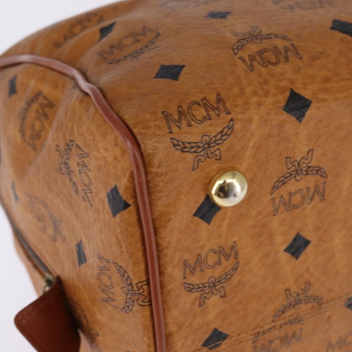 MCM Visetos Logogramme Leather Brown Leather Handbag (Pre-Owned)