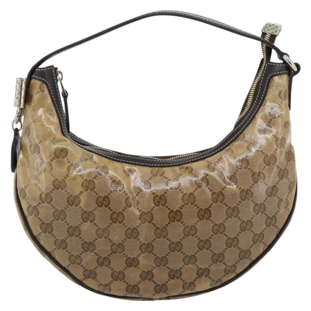 Gucci Vintage Hobo Crystal Canvas Beige Canvas Shoulder Bag Bag (Pre-Owned)