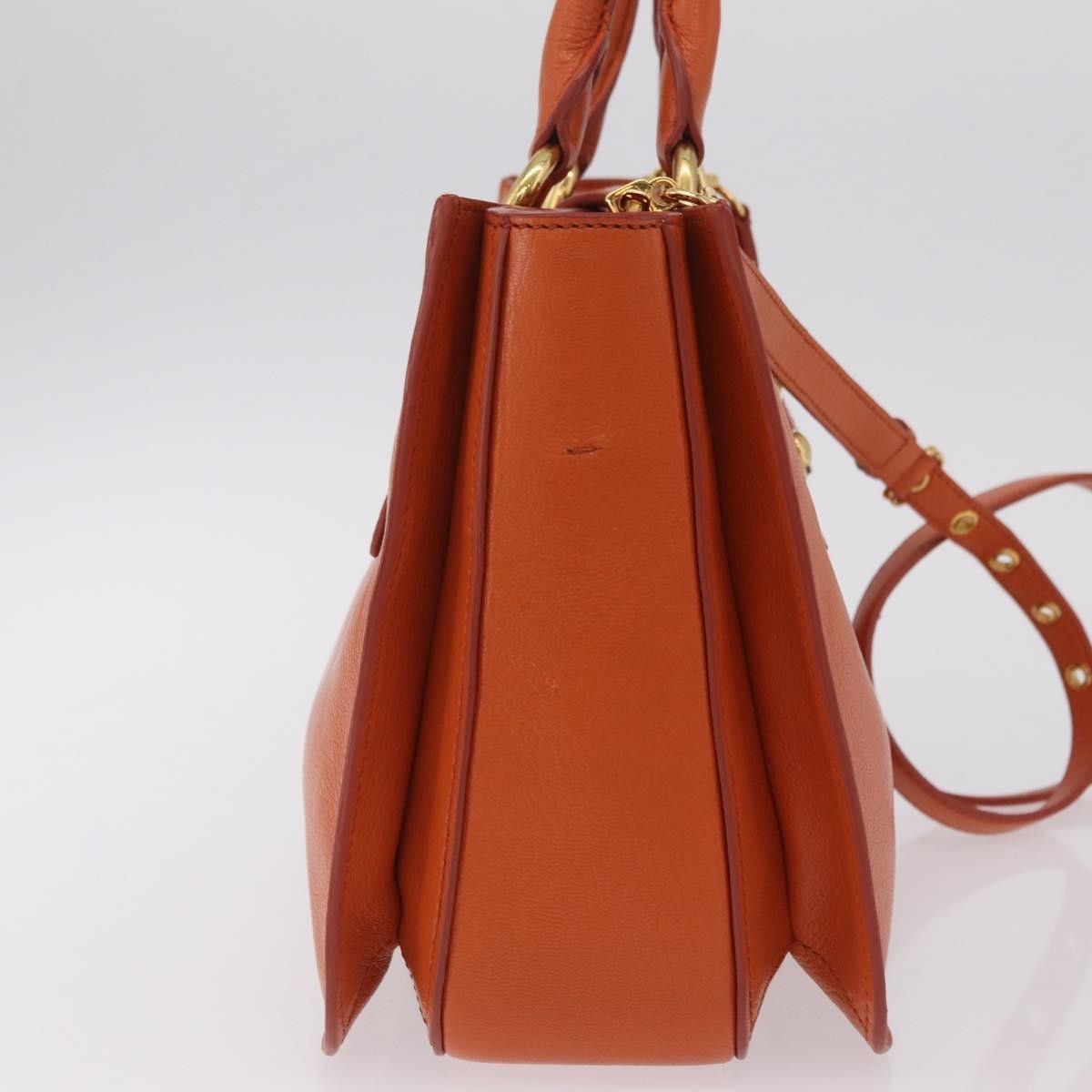 Miu Miu Front Pocket Convertible Satchel Leather Orange Leather Handbag (Pre-Owned)