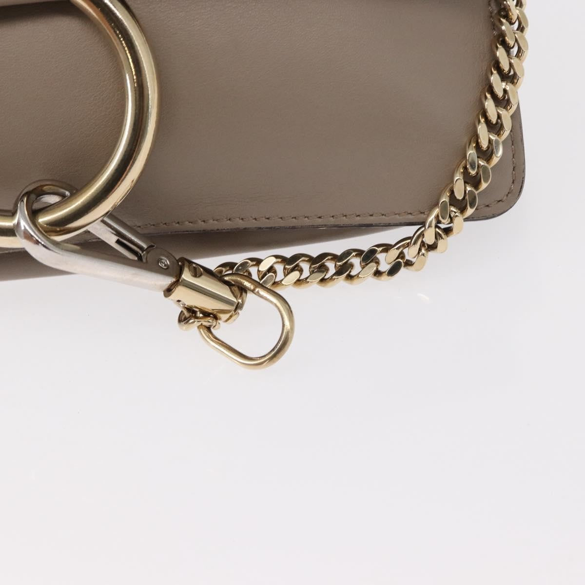 Chloe Faye Leather Beige Suede Shoulder Bag Bag (Pre-Owned)