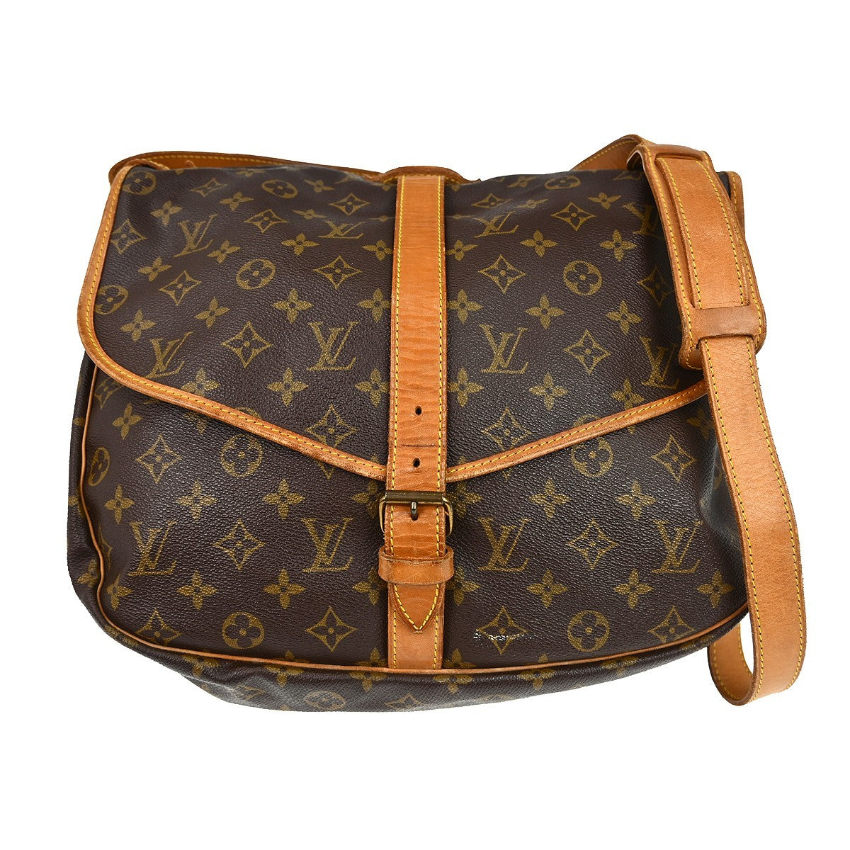 Louis Vuitton Saumur Monogram Brown Canvas Shoulder Bag Bag (Pre-Owned)