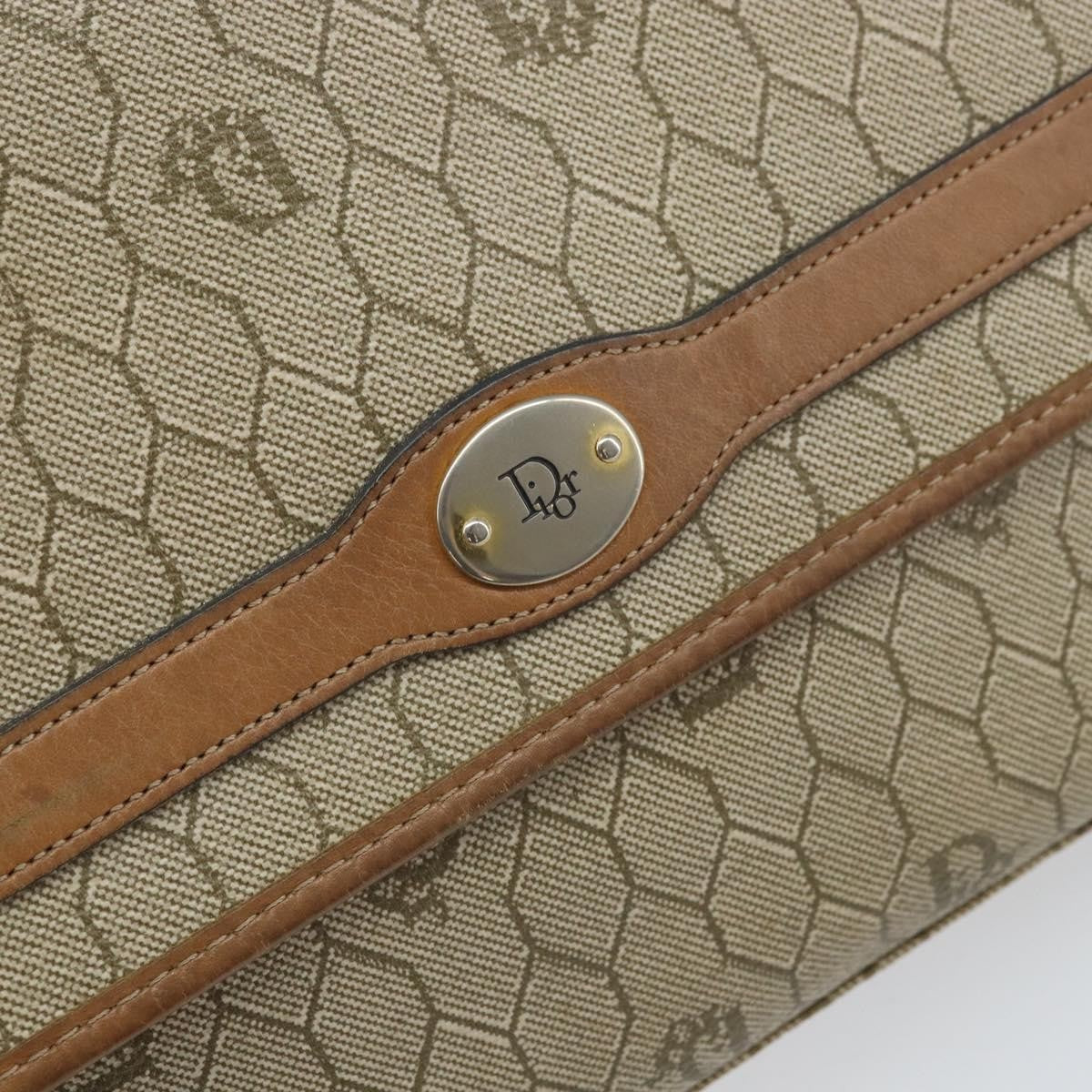 Christian Dior Vintage Honeycomb Canvas And Leather Beige Canvas Shoulder Bag Bag (Pre-Owned)