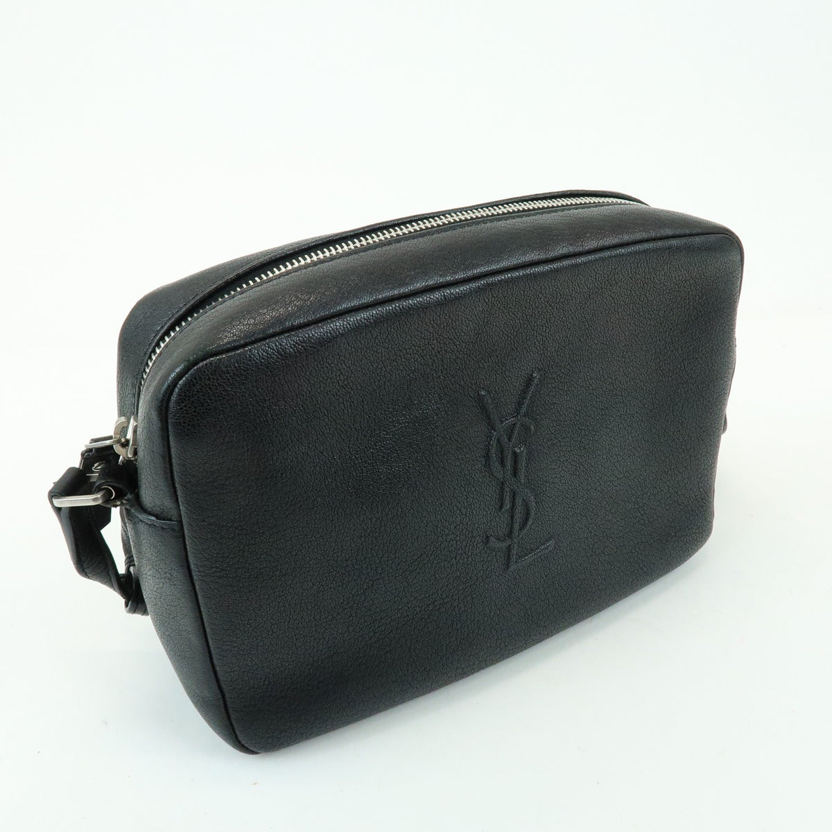 Saint Laurent Lou Camera Leather Black Leather Handbag (Pre-Owned)