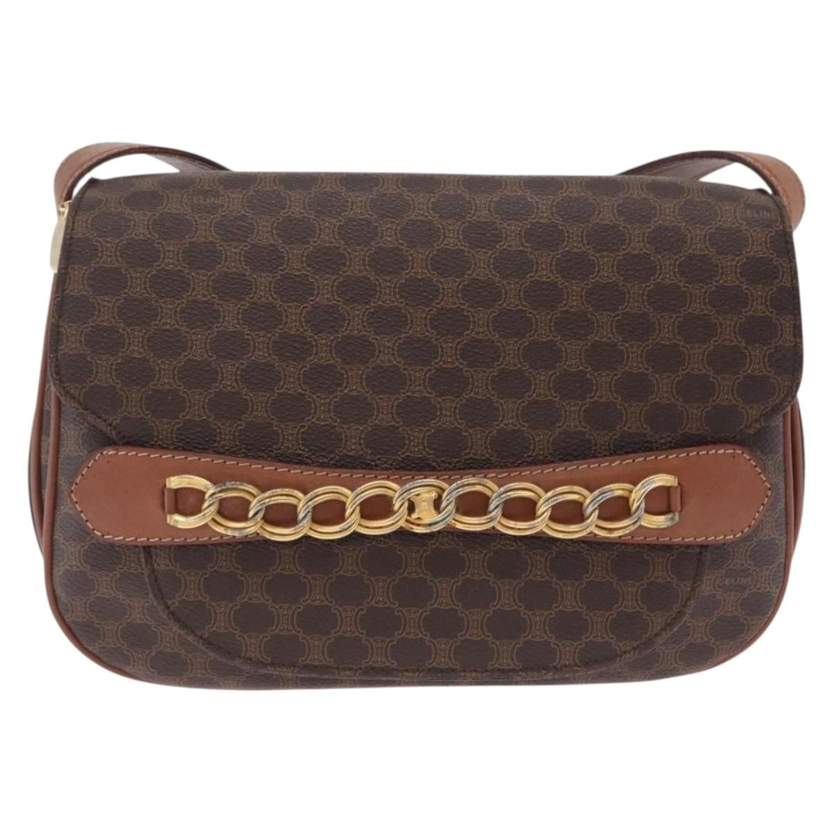 Celine Macadam Shoulder Canvas Brown Canvas Crossbody Bag Bag (Pre-Owned)