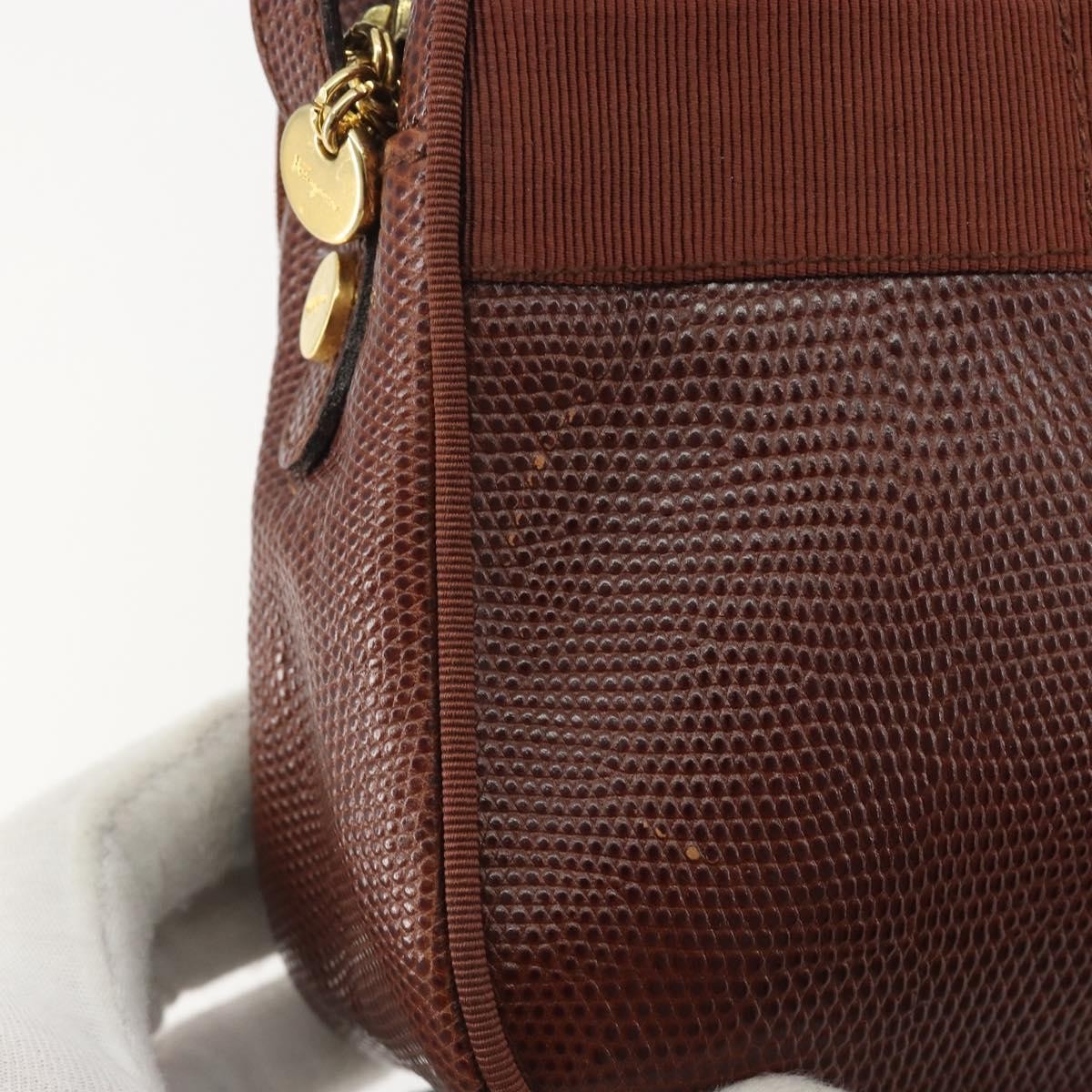 Salvatore Ferragamo Vara Bow Camera Leather Brown Leather Shoulder Bag Bag (Pre-Owned)